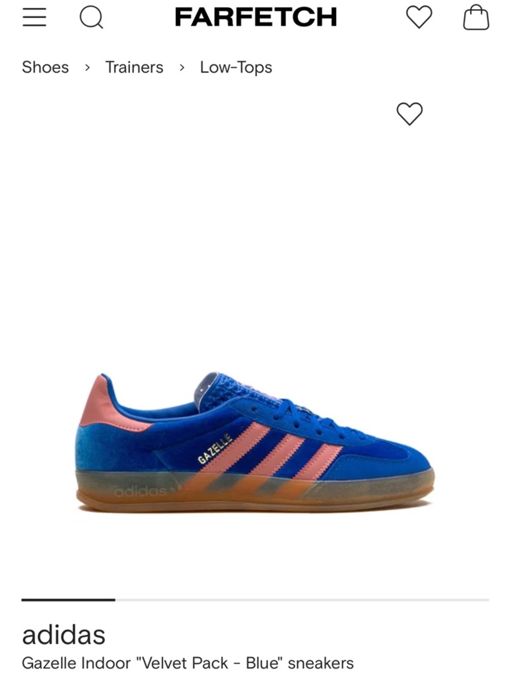 Adidas Gazelle Indoor Velvet Pack - Blue Sz 6